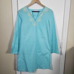 Lilly Pulitzer Elina Cotton Tunic Dress Womens XS White Embroidered Mini Woven